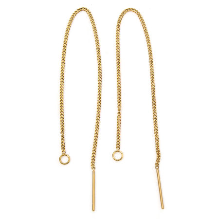 Picture of Vacuum Plating 304 Stainless Steel Ear Thread Threader Earrings With Loop 10.5cm, Post/ Wire Size: (21 gauge)