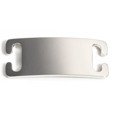 Picture of 2 PCs 304 Stainless Steel Pet ID Dog Collar Name Tag Blank Stamping Tags Connectors Charms Pendants Rectangle Silver Tone Mirror Polishing 3.5cm x 1.5cm