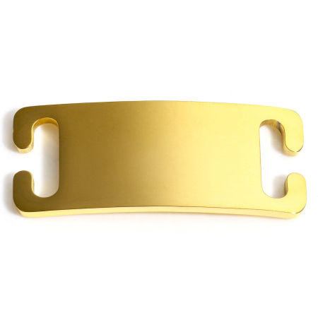 Picture of 2 PCs 304 Stainless Steel Pet ID Dog Collar Name Tag Blank Stamping Tags Connectors Charms Pendants Rectangle Gold Plated Mirror Polishing 3.5cm x 1.5cm