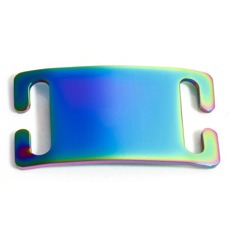 Picture of 2 PCs 304 Stainless Steel Pet ID Dog Collar Name Tag Blank Stamping Tags Connectors Charms Pendants Rectangle Rainbow Color Plated Mirror Polishing 4.5cm x 2.5cm