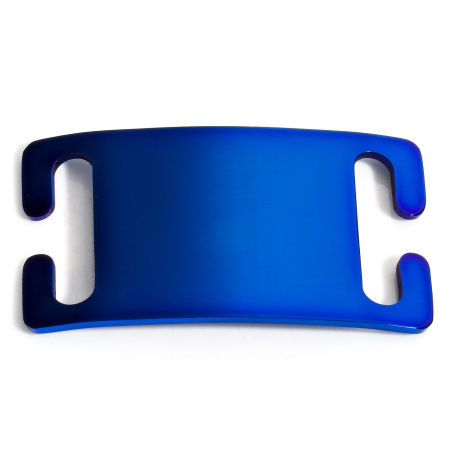 Picture of 2 PCs 304 Stainless Steel Pet ID Dog Collar Name Tag Blank Stamping Tags Connectors Charms Pendants Rectangle Blue Mirror Polishing 4.5cm x 2.5cm