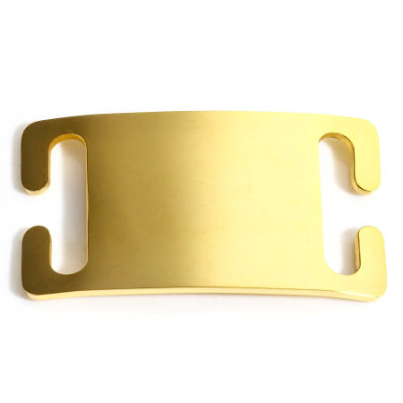 Picture of 2 PCs 304 Stainless Steel Pet ID Dog Collar Name Tag Blank Stamping Tags Connectors Charms Pendants Rectangle Gold Plated Mirror Polishing 4.5cm x 2.5cm