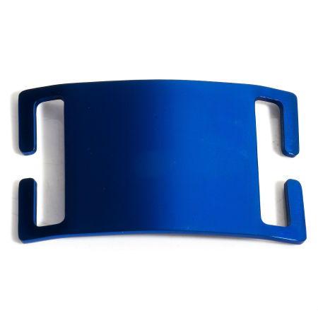 Picture of 2 PCs 304 Stainless Steel Pet ID Dog Collar Name Tag Blank Stamping Tags Connectors Charms Pendants Rectangle Blue Mirror Polishing 5cm x 3cm