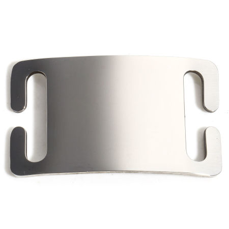 Picture of 2 PCs 304 Stainless Steel Pet ID Dog Collar Name Tag Blank Stamping Tags Connectors Charms Pendants Rectangle Silver Tone Mirror Polishing 5cm x 3cm