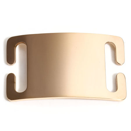 Picture of 2 PCs 304 Stainless Steel Pet ID Dog Collar Name Tag Blank Stamping Tags Connectors Charms Pendants Rectangle Rose Gold Mirror Polishing 5cm x 3cm