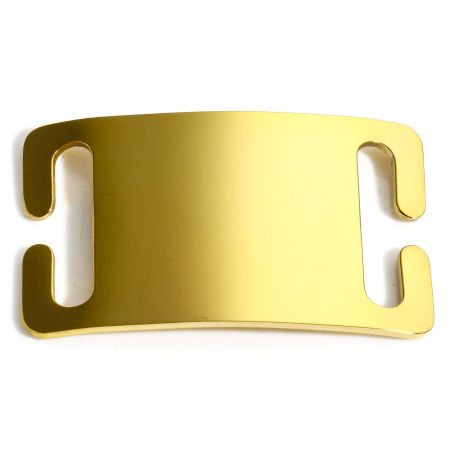Picture of 2 PCs 304 Stainless Steel Pet ID Dog Collar Name Tag Blank Stamping Tags Connectors Charms Pendants Rectangle Gold Plated Mirror Polishing 5cm x 3cm