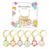 Image de 1 Kit ( 6PCs/Kit) Marqueur de Maille en Alliage de zinc+Alliage de fer Fleur Sakura Doré Multicolore Émail 3cm