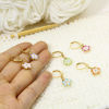 Image de 1 Kit ( 6PCs/Kit) Marqueur de Maille en Alliage de zinc+Alliage de fer Fleur Sakura Doré Multicolore Émail 3cm