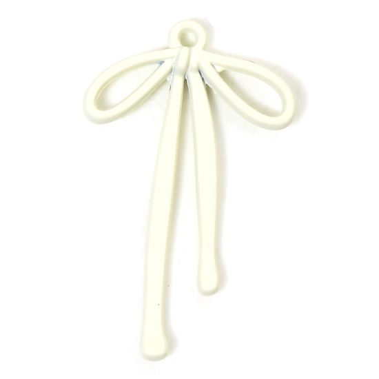 Imagen de 10 Unidades Zamak Ropa Colgantes Blanco Bowknot Hueco 3.3cm x 2cm