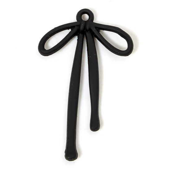 Imagen de 10 Unidades Zamak Ropa Colgantes Negro Bowknot Hueco 3.3cm x 2cm