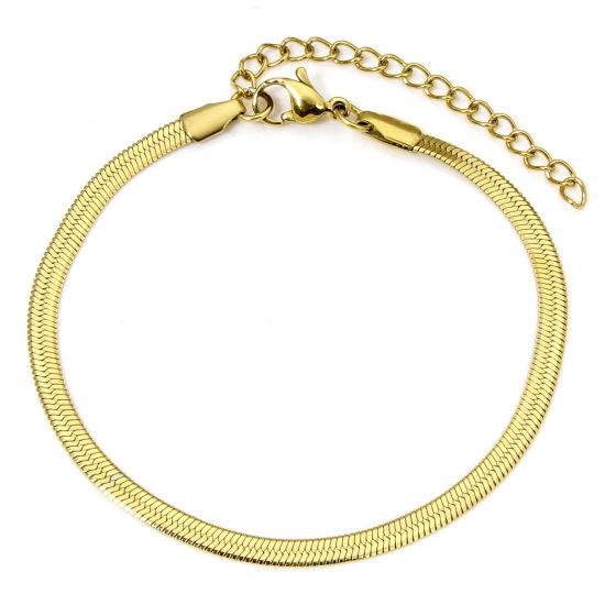 Изображение 1 Piece 304 Stainless Steel Snake Chain Bracelets Gold Plated 17cm(6 6/8") long