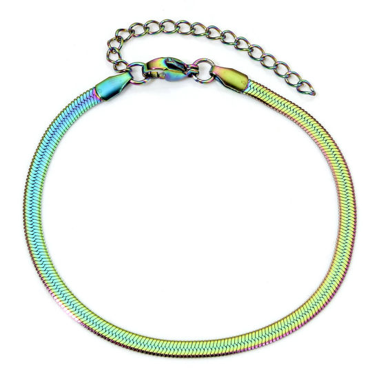 Изображение 1 Piece 304 Stainless Steel Snake Chain Bracelets Rainbow Color Plated 17cm(6 6/8") long