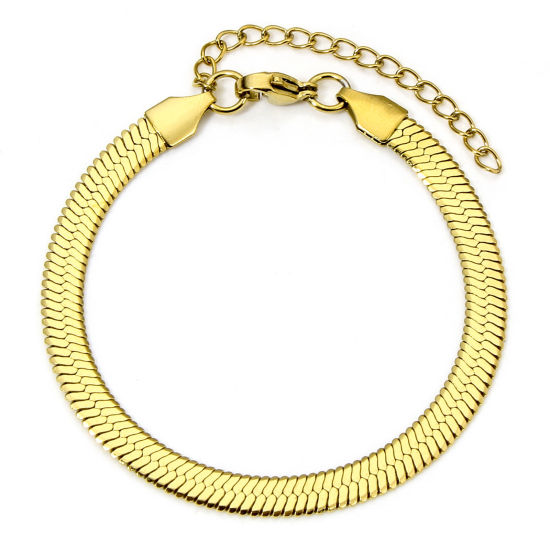 Picture of 1 Piece 304 Stainless Steel 5mm Snake Chain Bracelets Gold Plated 17cm(6 6/8") long