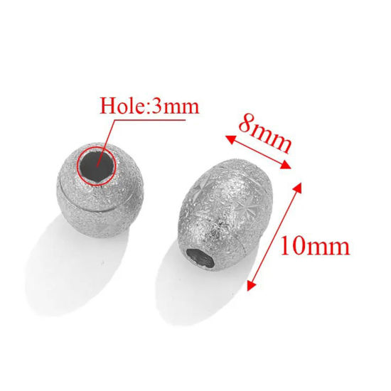 Bild von 2 Stück Vakuumbeschichtung 304 Edelstahl Perlen für die DIY-Schmuckherstellung Barrel 18K Gold Geschnitzte Muster Sternenstaub 10mm x 8mm, Loch: ca. 2.8mm