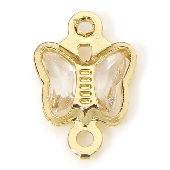 Image de 10 PCs Brass & Glass Insect Connectors Charms Pendants Gold Plated Transparent Clear Butterfly Animal 11mm x 7mm