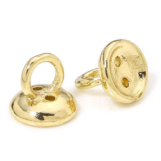 Immagine di 5 Pz Ecologico Ottone Corda di Collana Tappi Terminali a Punta di Perline con Foro per Infilare Collana Bracciale Realizzazione di Gioielli Tondo 14K Vero Oro Placcato 6mm Dia