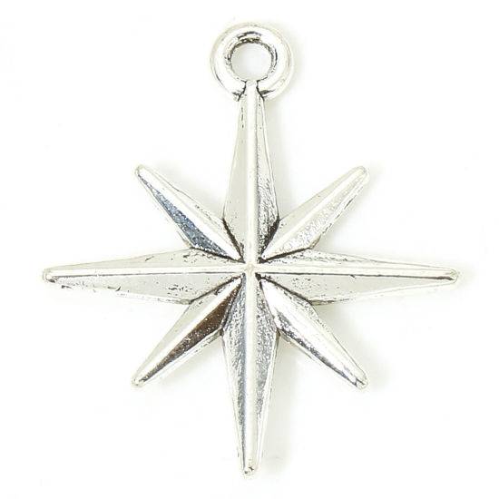 Immagine di 50 Pz Lega di Zinco Galassia Ciondoli Argento Antico Stella 23mm x 20mm