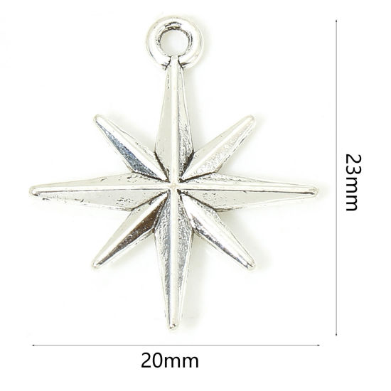 Immagine di 50 Pz Lega di Zinco Galassia Ciondoli Argento Antico Stella 23mm x 20mm