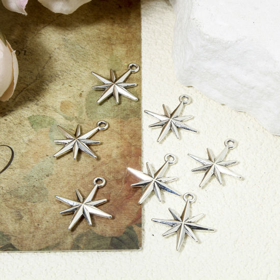 Immagine di 50 Pz Lega di Zinco Galassia Ciondoli Argento Antico Stella 23mm x 20mm