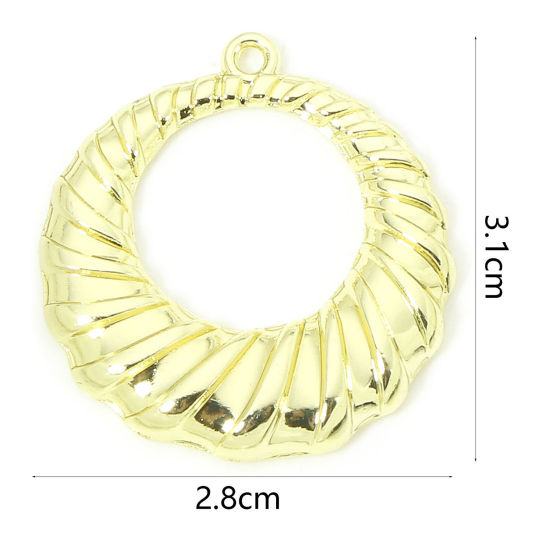 Picture of 10 PCs Zinc Based Alloy Geometric Pendants Gold Plated Round Spiral Hollow 3.1cm x 2.8cm