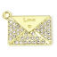 Picture of 5 PCs Valentine's Day Charms Gold Plated Envelope Message " LOVE " Micro Pave Clear Rhinestone 20mm x 15mm