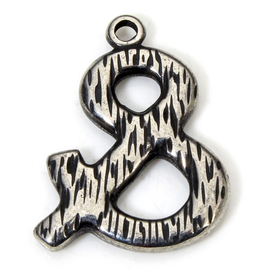 Picture of 1 Piece Eco-friendly 304 Stainless Steel Retro Charms Gunmetal Ampersand " & " 23mm x 18mm