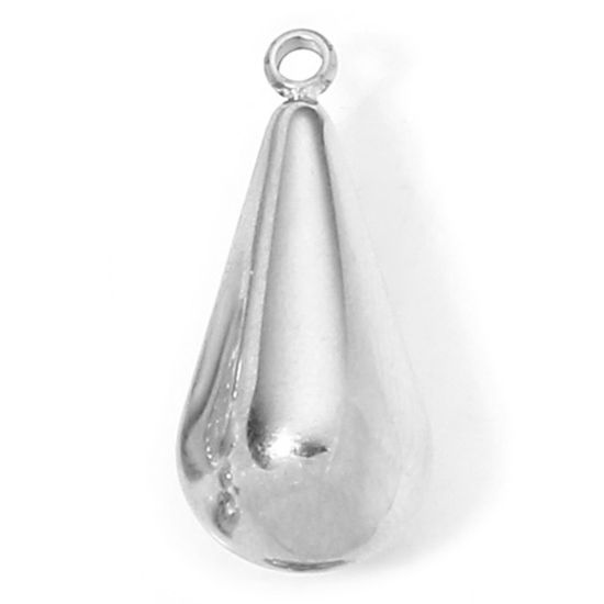 Immagine di 1 Pz Ecologico 304 Acciaio Inossidabile Elegante Ciondoli Goccia Tono Argento 23mm x 10mm