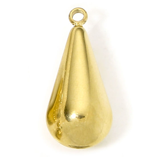Immagine di 1 Pz Placcatura Sottovuoto Ecologica 304 Acciaio Inossidabile Elegante Ciondoli Goccia Oro Placcato 23mm x 10mm