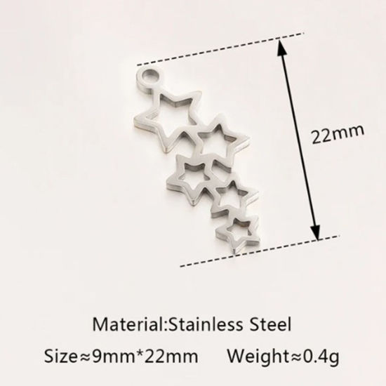 Изображение 2 ШТ 304 Нержавеющая Сталь галактика Подвески Звезда Серебряный Тон 22мм x 9мм