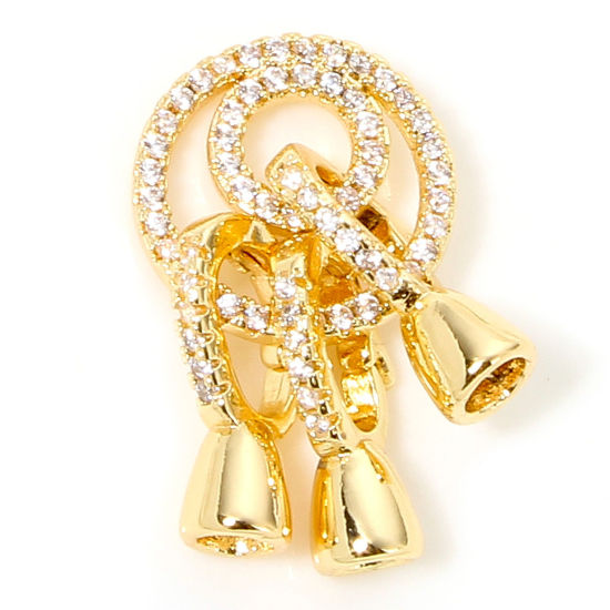 Immagine di 1 Pz Ecologico Ottone Connettore di Collana Anello 18K Vero Oro Placcato Micro Spianare Trasparente Cubic Zirconiae 13mm