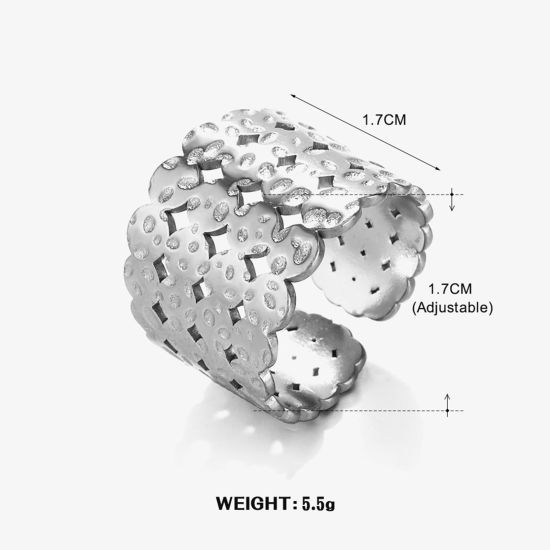 Изображение 1 ШТ 304 Нержавеющая Сталь Серия Молотока Открытый Кольца Серебряный Тон Круглые ажурная резьба 17мм(Американский Размер 6.5)
