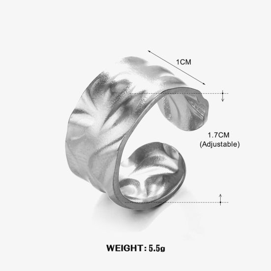 Изображение 1 ШТ 304 Нержавеющая Сталь Серия Молотока Открытый Кольца Серебряный Тон Бесформенный 17мм(Американский Размер 6.5)