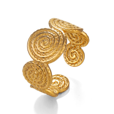 Picture of Vacuum Plating 304 Stainless Steel Ins Style Open Rings Multicolor Round Spiral
