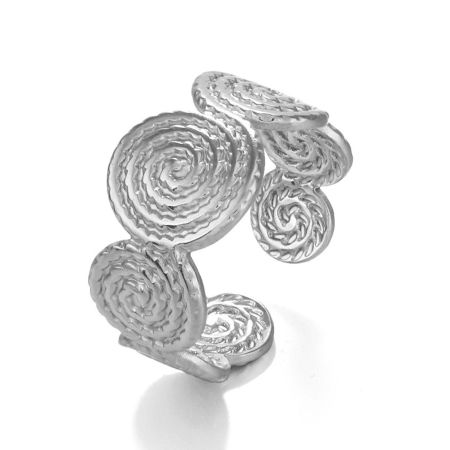 Picture of Vacuum Plating 304 Stainless Steel Ins Style Open Rings Multicolor Round Spiral