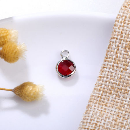 Picture of Brass & Glass Birthstone Charms Multicolor Round 6mm Dia.