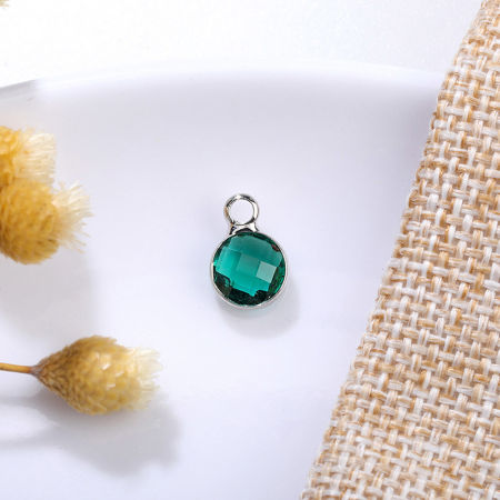 Picture of Brass & Glass Birthstone Charms Multicolor Round 6mm Dia.