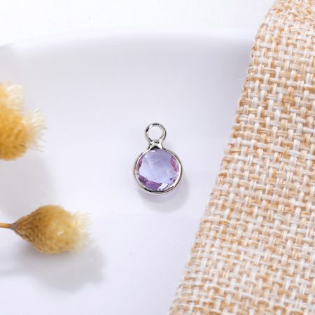 Picture of Brass & Glass Birthstone Charms Multicolor Round 6mm Dia.