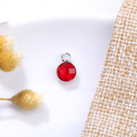 Picture of Brass & Glass Birthstone Charms Multicolor Round 6mm Dia.