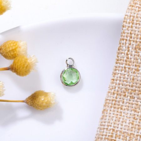 Picture of Brass & Glass Birthstone Charms Multicolor Round 6mm Dia.