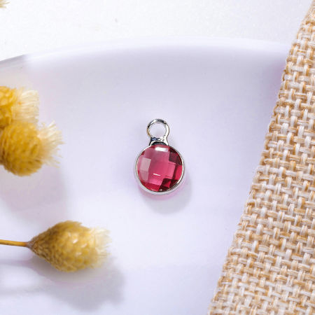 Picture of Brass & Glass Birthstone Charms Multicolor Round 6mm Dia.