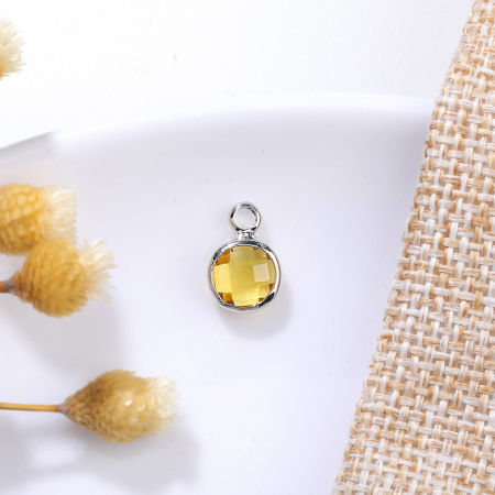 Picture of Brass & Glass Birthstone Charms Multicolor Round 6mm Dia.