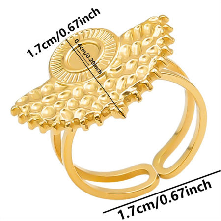 Immagine di 1 Pz Placcatura Sottovuoto 304 Acciaio Inossidabile Aperto Regolabile Anello Oro Placcato Basi per Cabochon (Adatto 4mm) 17mm (taglia di US: 6.5)