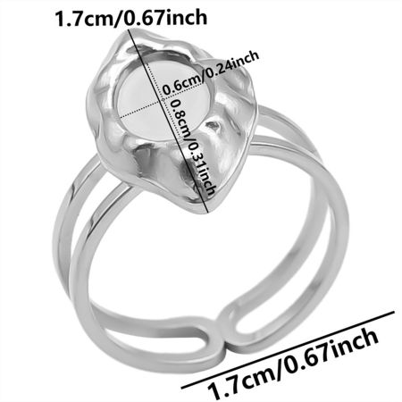 Immagine di 1 Pz 304 Acciaio Inossidabile Aperto Regolabile Anello Tono Argento Basi per Cabochon (Adatto 8mmx6mm) 17mm (taglia di US: 6.5)