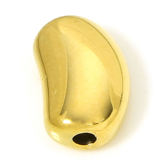 Immagine di 1 Pz Placcatura Sottovuoto 304 Acciaio Inossidabile Geometrico Ciondoli Pisello Oro Placcato Liscio 11.5mm x 7.5mm