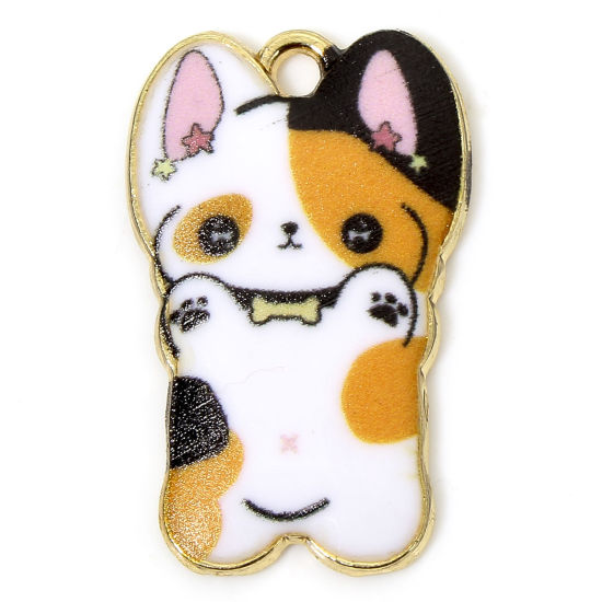 Imagen de 10 Unidades Zamak Colgantes Chapado en Oro Multicolor Perro Animal Esmalte 25mm x 16mm