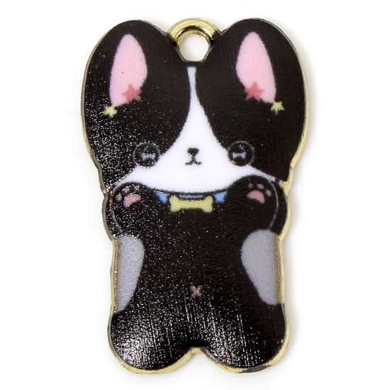 Imagen de 10 Unidades Zamak Colgantes Chapado en Oro Negro Perro Animal Esmalte 25mm x 16mm