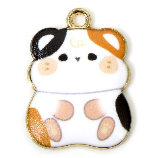 Immagine di 10 Pz Lega di Zinco Ciondoli Oro Placcato Multicolore Criceto Animale Smalto 23mm x 17mm