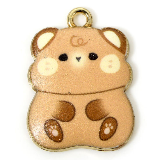 Immagine di 10 Pz Lega di Zinco Ciondoli Oro Placcato Arancione Criceto Animale Smalto 23mm x 17mm