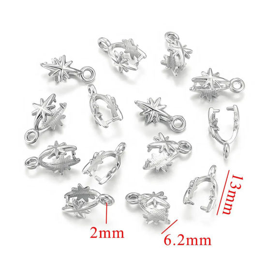 Image de 1 Pièce Fermoirs Pinces Bélière en 304 Acier Inoxydable Argent Mat 13mm x 6mm