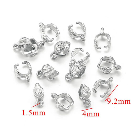 Image de 1 Pièce Fermoirs Pinces Bélière en 304 Acier Inoxydable Argent Mat 9mm x 4mm